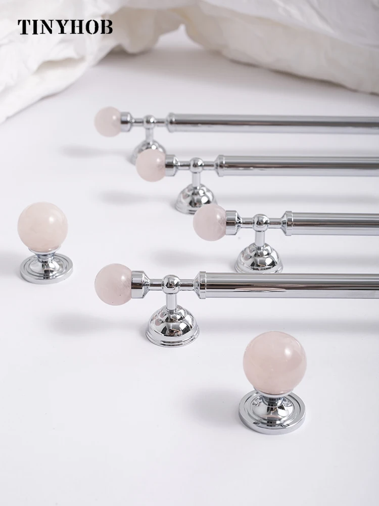 Pink Crystal + Brass T Bar Cabinet Handle and Knobs Wardrobe Cupboard Door Pulls Furniture Handle Dresser Knob Hardware