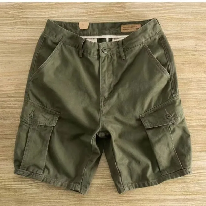 

Летние мужские повседневные винтажные шорты 2026 года с множеством карманов, рабочая одежда, из полиэфирного волокна, прямого кроя, для молодежи