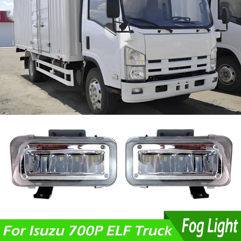 

For Isuzu 700P ELF Truck 1 Pair White LED Front Bumper Fog Light Driving Lamp Fog Lamp Turn Signal Light Aluminum Alloy Material