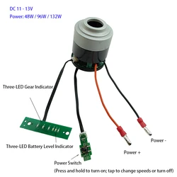 DC12V Brushless Motor 48W/96W/132W Three Speeds 3S 45mm BLDC Motor High Suction for Vacuum Cleaner Inflating an Air-Cushion Boat