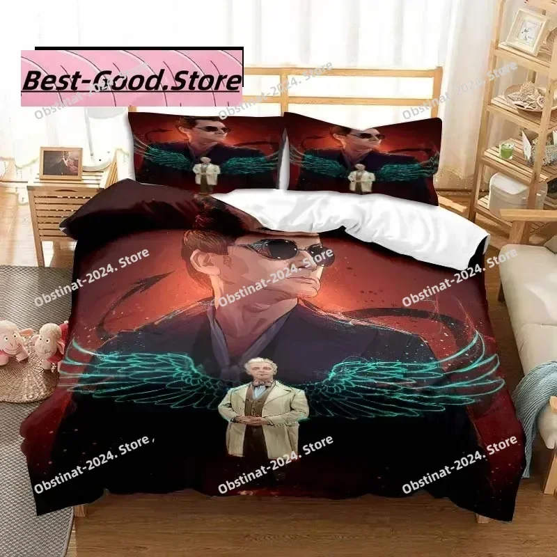 3D Good Omens Movie Angels Bedding Set Printed Bed Set With Pillowcase Bed Duvet Cover Soft Single Double Queen Super King Size
