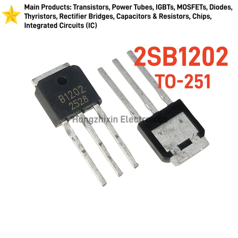 10PCS 2SB1202 TO-251 PNP Bipolar Power Transistor 50V 3A B1202 Low Saturation Voltage Electronic Components