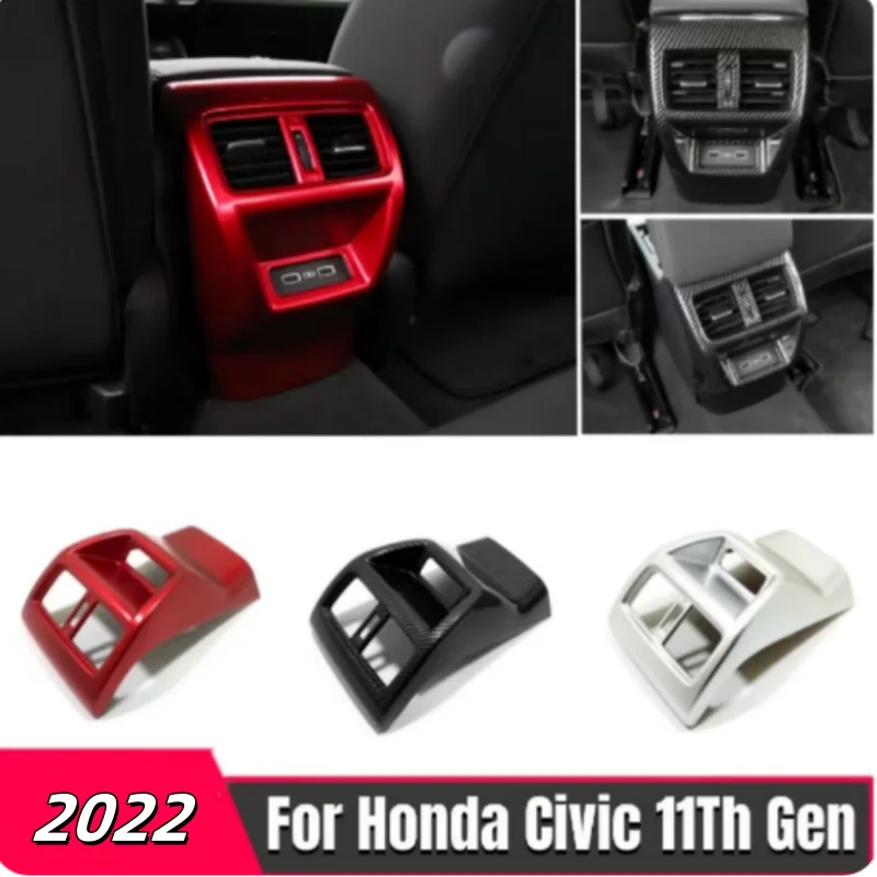 

For Honda 11th Civic Accessories 2022-2023 Carbon Silver Red Car Rear Armrest Air Conditioner Outlet Rear Kicks Sticker frame