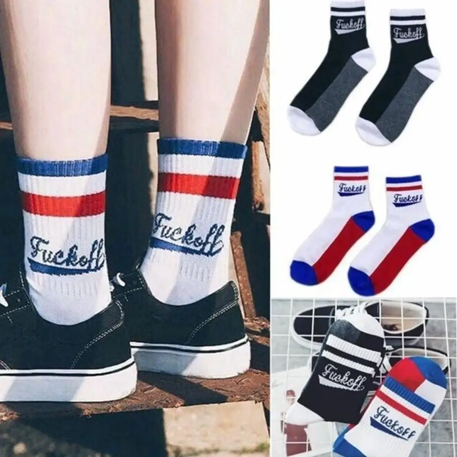 1 Pair Fashion Casual Sport Hosiery Cotton Letter Skateboard Socks Skateboard Socken Chaussettes De Skate