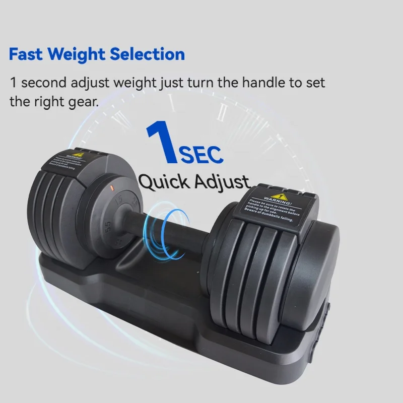 Equipo de gimnasio Fitness peso cambio rápido inteligente 55lb Rep mancuerna ajustable mancuerna de goma ajustable