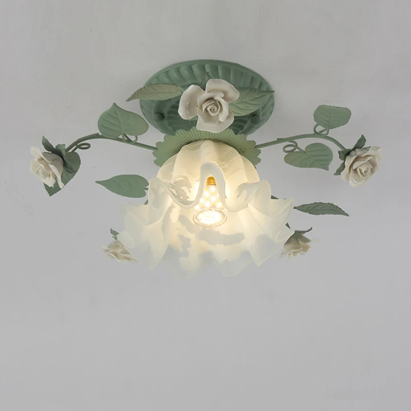 French Style Countryside Corridor Corridor Light Bell Orchid Grass Ceiling Lamp Entrance Porch Balcony Homestay Lighting Fixture