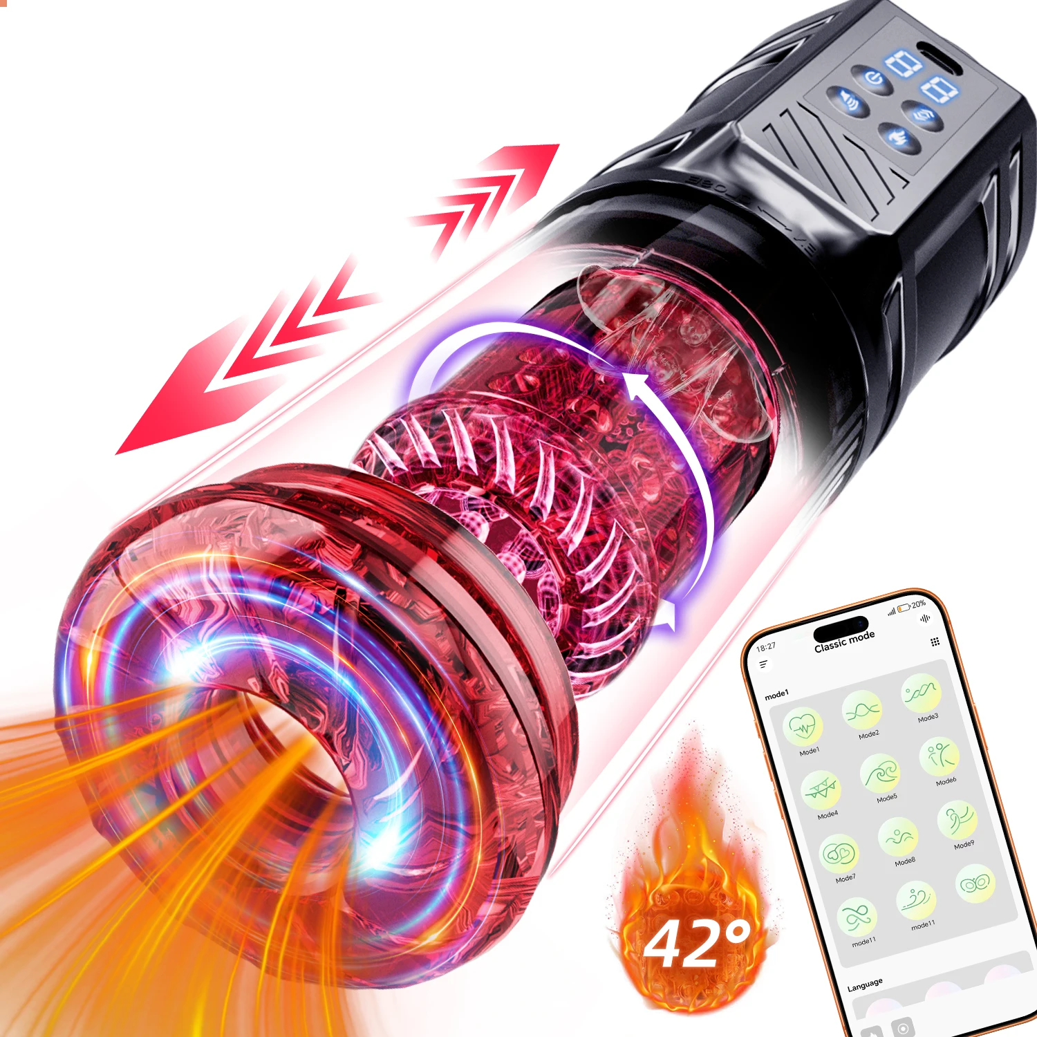 Automatic Male Masturbator Heated Telescopic Rotating Thrusting pronunciation Blowjob Cup Adult Sex Toy Sucking Stroker for Men