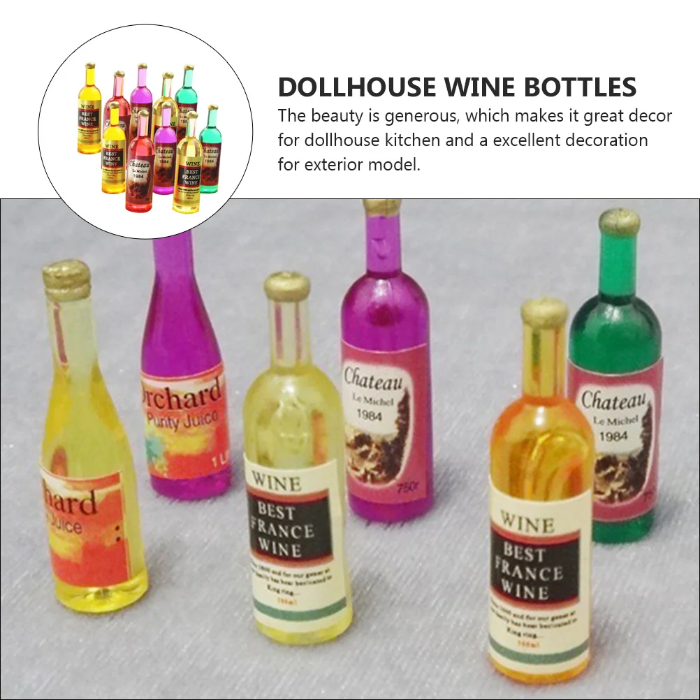 18 Pcs Fake Beer Bottle Mini Beautiful Decoration Accessories Dollhouse Resin Glass Bottles