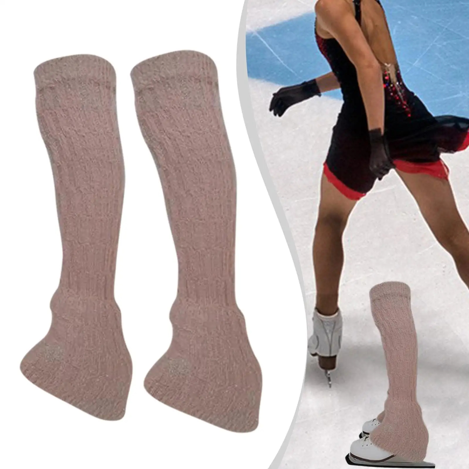 2Pcs Figure Skating Leg Warmers, Boot Socks, Knitting Protectors Sleeves for Training Ballet Dance Yoga
