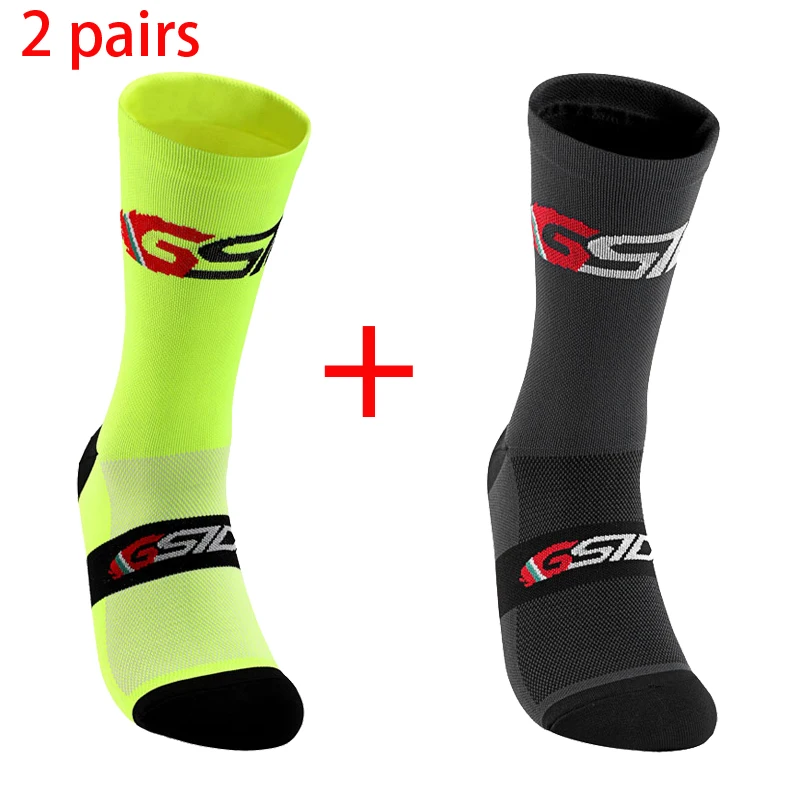 2 paar 2023 Neue Radfahren Socken Fahrrad Krankenschwester Kompression Rennrad Laufen Mtb Kniehohe Weiß Sport Lustige Marke schwarz – Detail 10