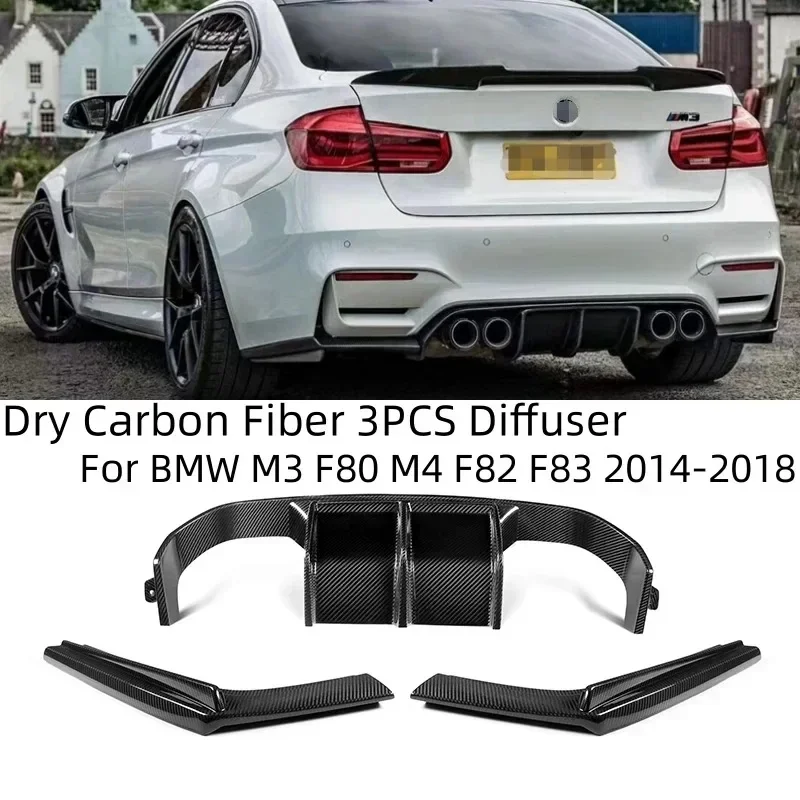 

New! For BMW F80 M3 F82 F83 M4 2014-2018 Dry Carbon Fiber V Style Car Rear Bumper Diffuser Spoiler Lip Splitter Lip Protector Gu