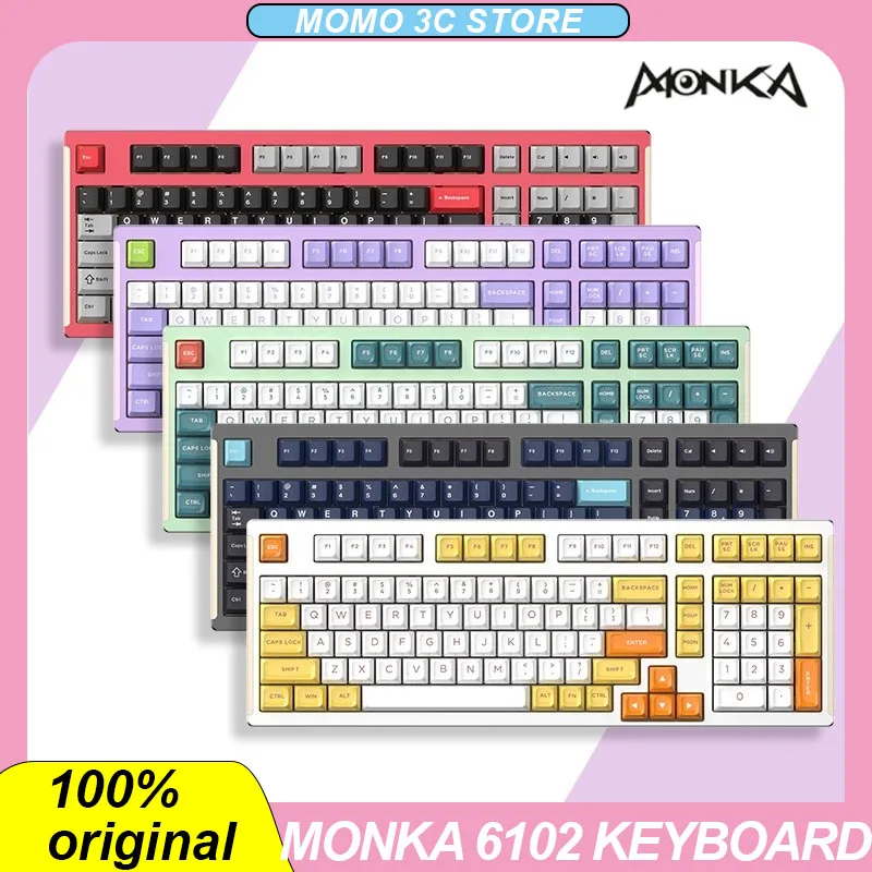 Monka 6102 Mechanical Keyboard Kit Wired Hot Swap Rgb Gasket Structure RGB Aluminium Alloy 102keys Customized Gaming Keyboard