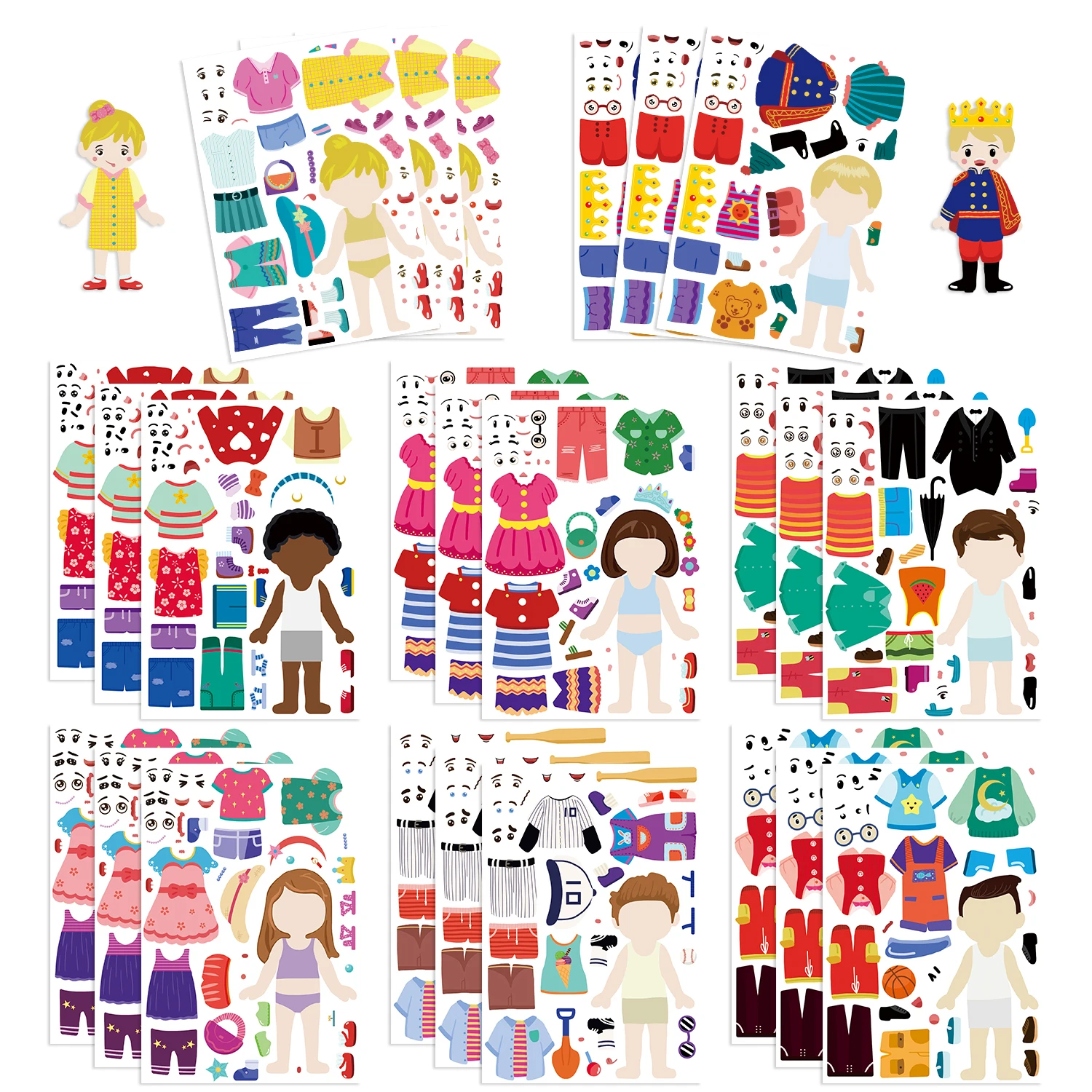 8/16/32Pcs Dress Up Make a Face Puzzle Stickers Cartoon Princess Kids Assemble Toy Game Party Gifts For Children Kids