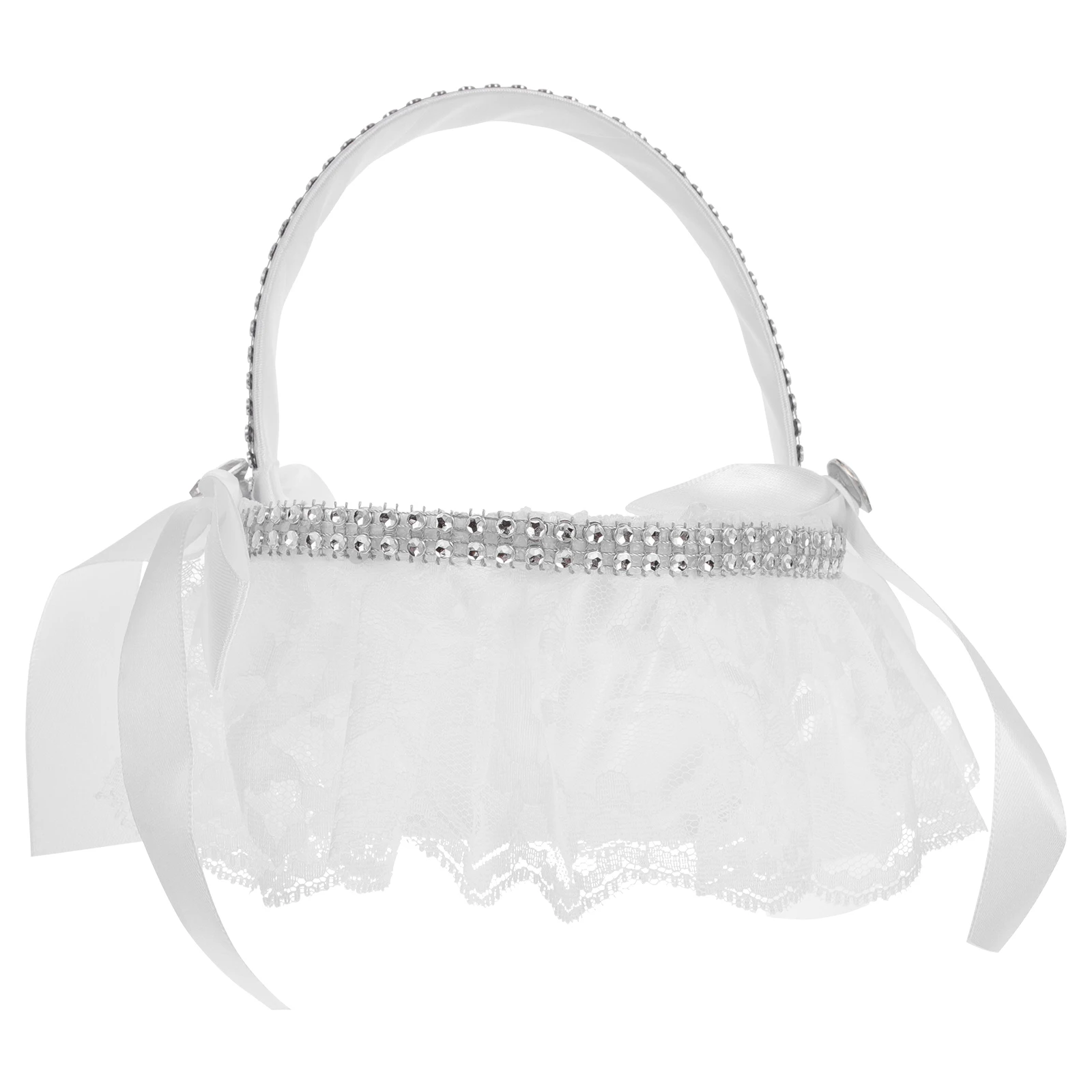 

White Burgundy Large Size Round Unique Bride Wedding Decor Lace Basket Girl Mini Flower Basket Mini Lace for Petals Gifts