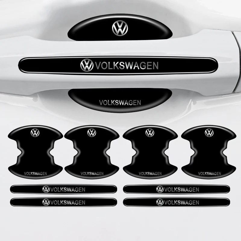 8PCS Car Door Handle Decoration Stickers Wiper Decal Auto Accessories For Volkswagen VW R Line Touareg Polo Jetta TSI TDI