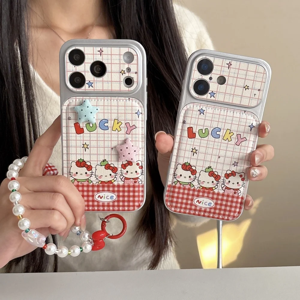 KT Cat Hot Sale Is Suitable For Apple Phone Case 17 Pro Max 16 Pro 15 14 Pro Max Shockproof Hard Leather Cover With Accessories