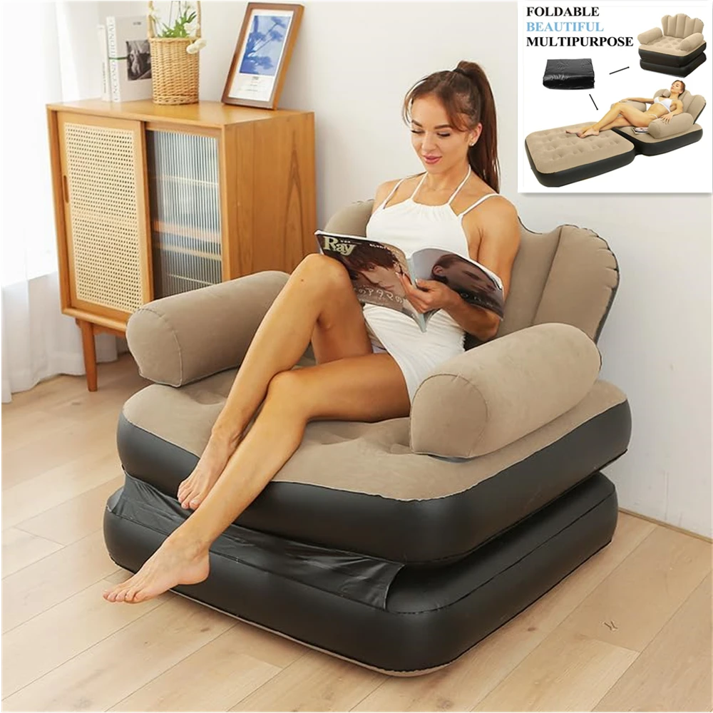 Inflatable Sofa Outdoor Adult Lazy Sofa Multifunctional Five in One Inflatable Bed Convenient Beach Sofa Foldable Lounge Chair