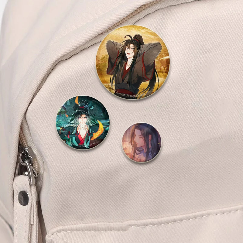 Anime Mo Dao Zu Shi Brooch Lan Zhan/wei Wuxian Cartoon Badge Lan Wangji Wei Ying Button Pins Cosplay Souvenir Toy Cute Fans Gift