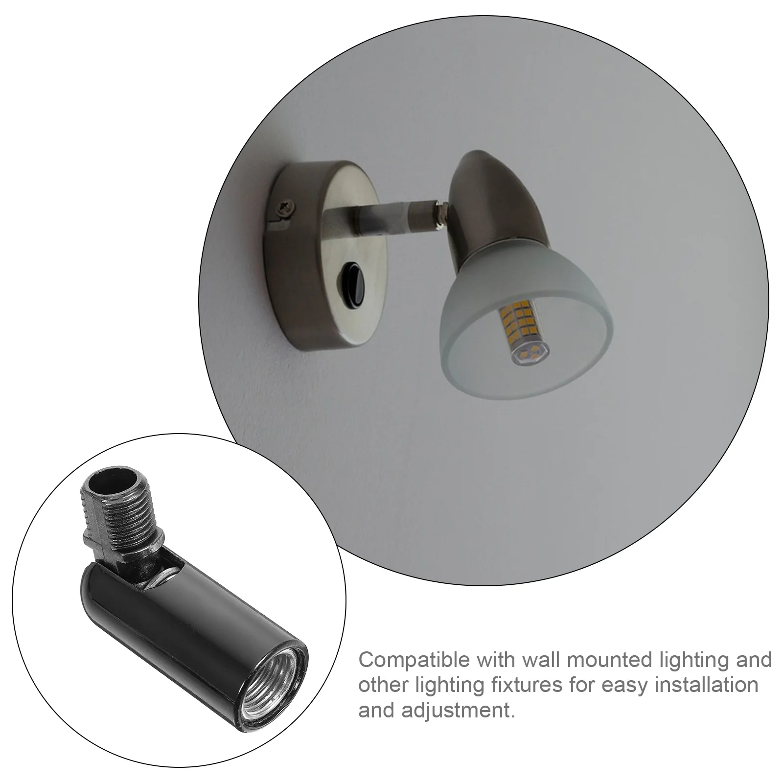 

2pcs Swivel Head Connector 180 Degree Adjustable Alloy Light Socket Adapter For Wall Lamps Ceiling Lights Sloped Pendant