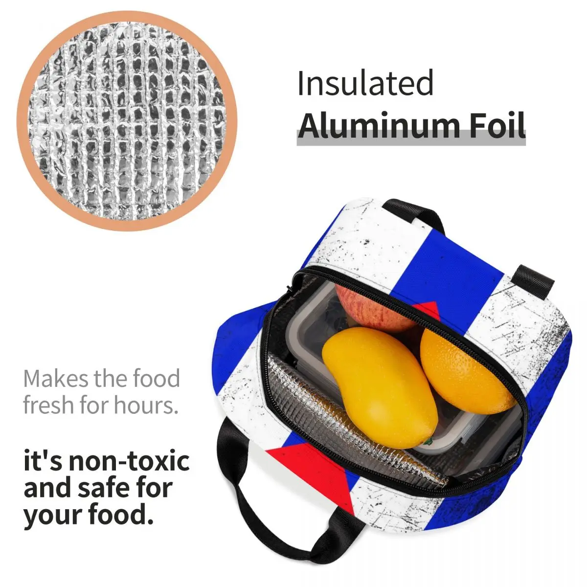 مخصص خمر كوبا العلم علب الاغذية للنساء مانعة للتسرب الكوبي فخور الحرارية برودة الغذاء معزول حقيبة الغداء طالب المدرسة