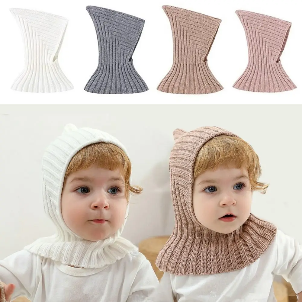 Keep Warm Neck Protection Baby Beanies Knitted Windproof Collar Kid Windproof Earmuffs Caps Cute Pullover Cap Autumn Winter