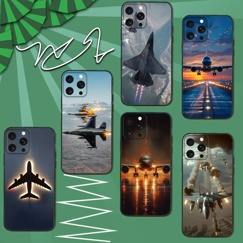 

Airplane Plane Phone Case For iPhone 16e,16,15,14,13,12,11,Pro,X,XS,Max,XR,Plus,Mini Soft Black Cover