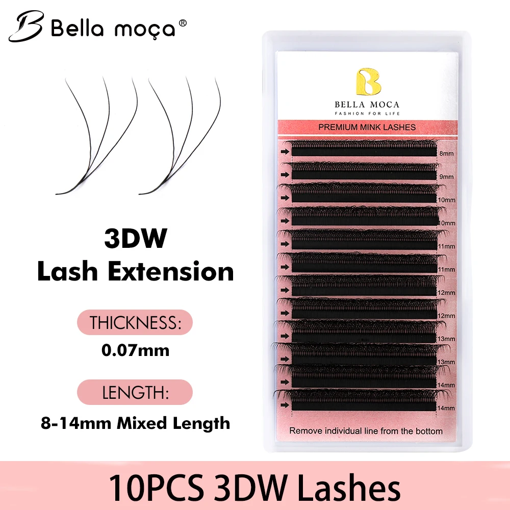 

10PCS 3DW Shape Lashes Curl C/D 3DW Lashes Natural False eyelashes Make up Mix 8-14mm 3D W Lashe Black Eyelashes Lash Bella Moca