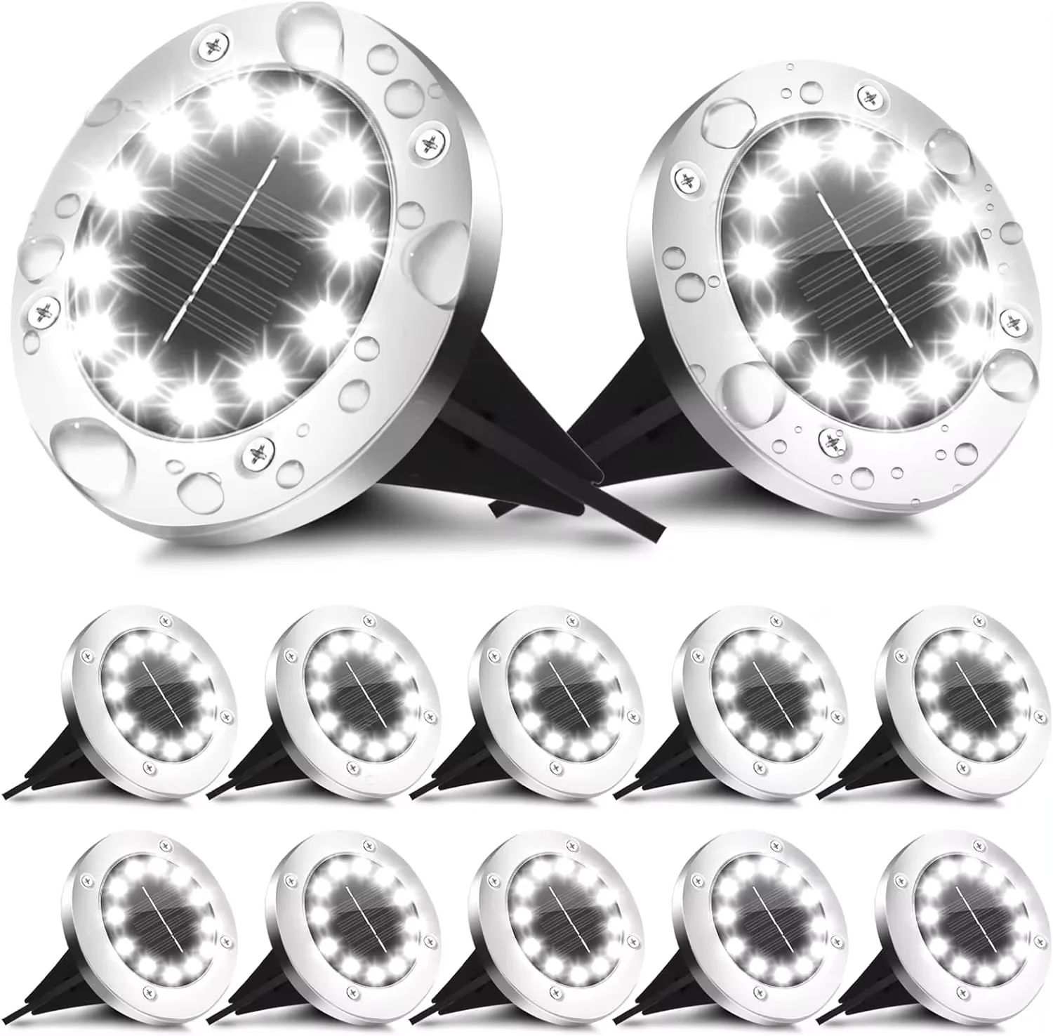 16 LEDs helle Solar-Bodenleuchten für den Außenbereich, wasserdicht, Solar-LED-Licht für Wege, Garten, Hof, Rasen, Gehweg, Auffahrt, Dekoration