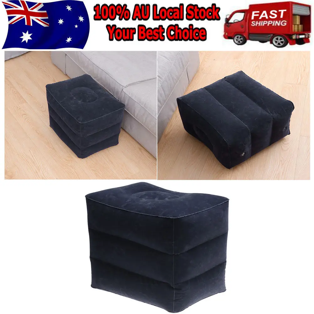 Inflatable Leg Rest Pillow Airplane Travel Three Adjustable Height Foot Stool Footrest Recliner Cushion Flight