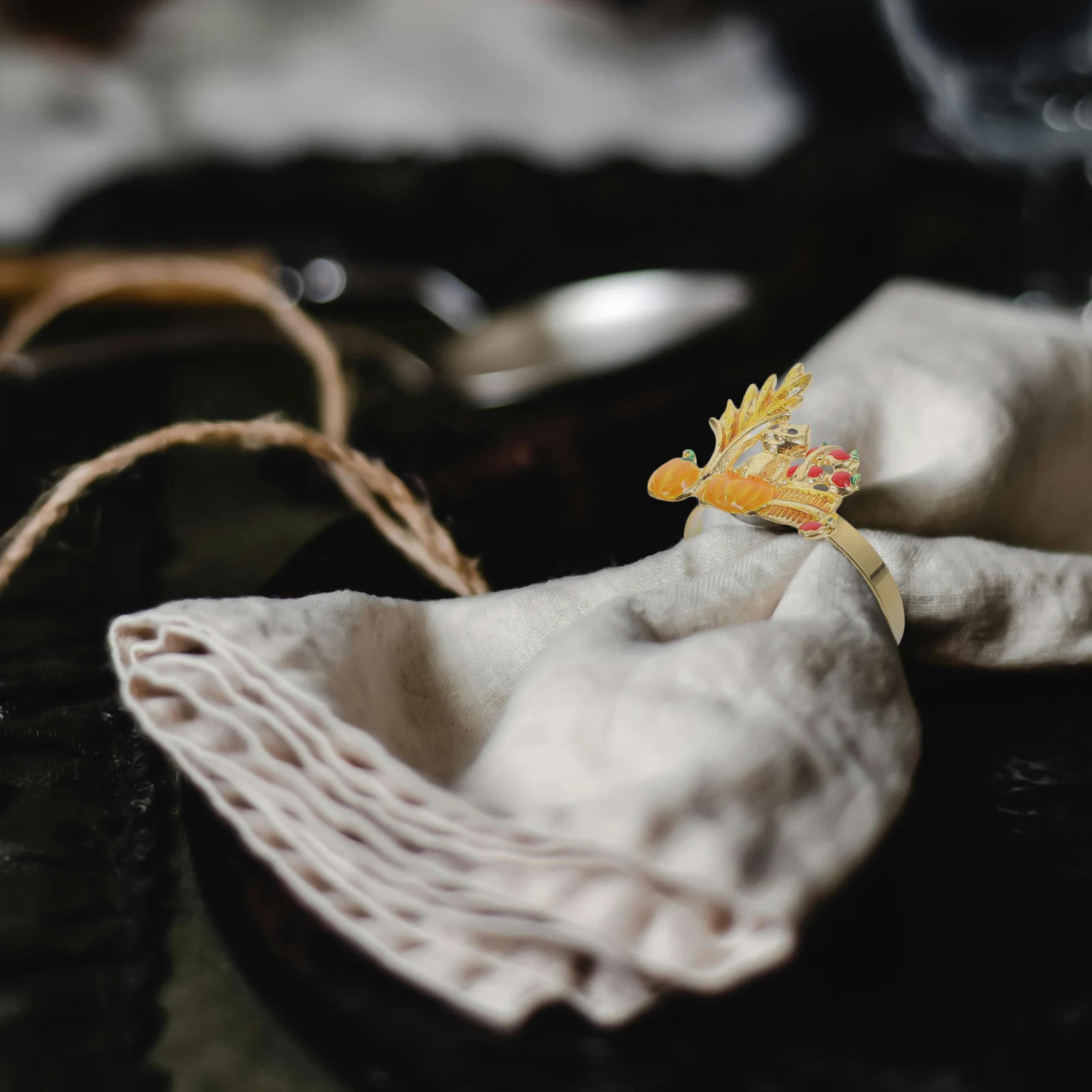 

4Pcs Cute Cat Pumpkin Design Napkin Buckles Reusable Easy Use Fall Napkin Holders Perfect Gift Christmas Housewarming