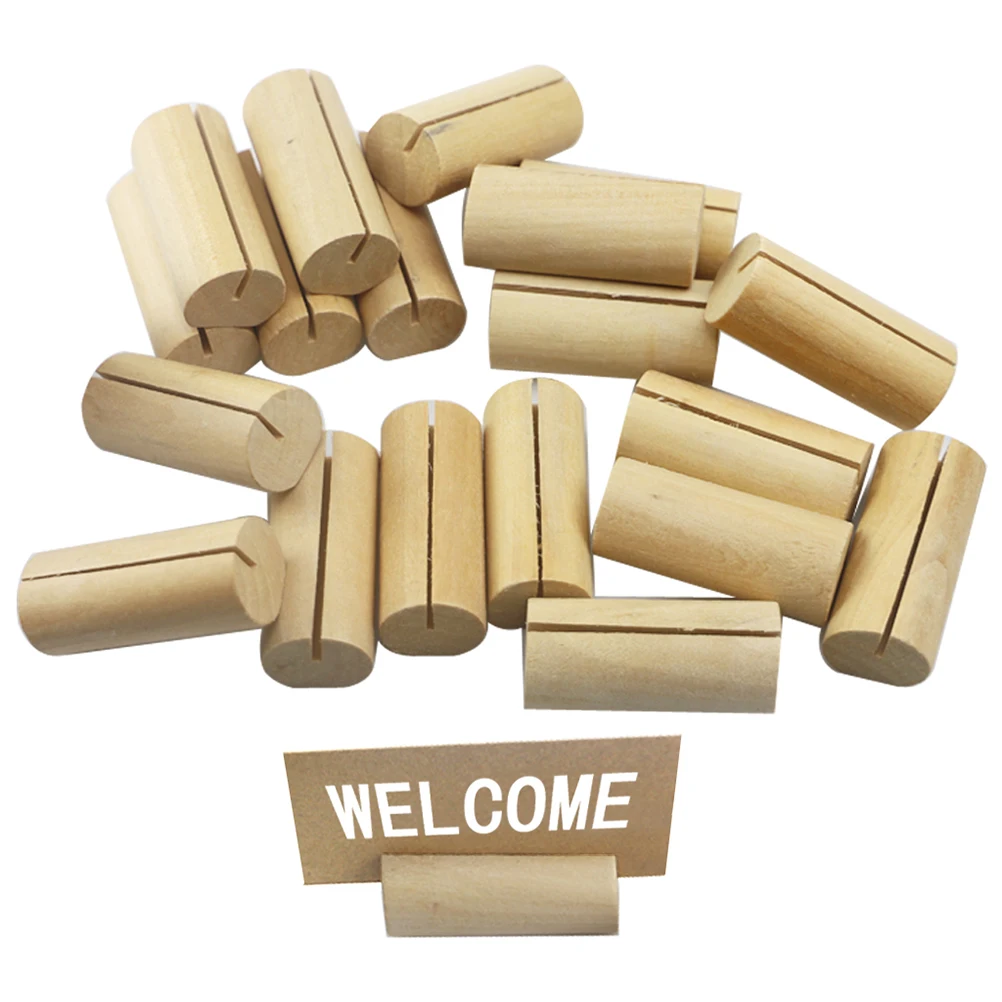 

20PCS Business Table Holder Desk Stand Thick Wood Photo Memo Table Number Display Home Memo Holder Office Storage