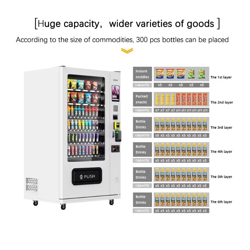 Máquina de Venda Inteligente para Shopping, Escritório, Escola, Equipamento de Venda de Lanches e Bebidas