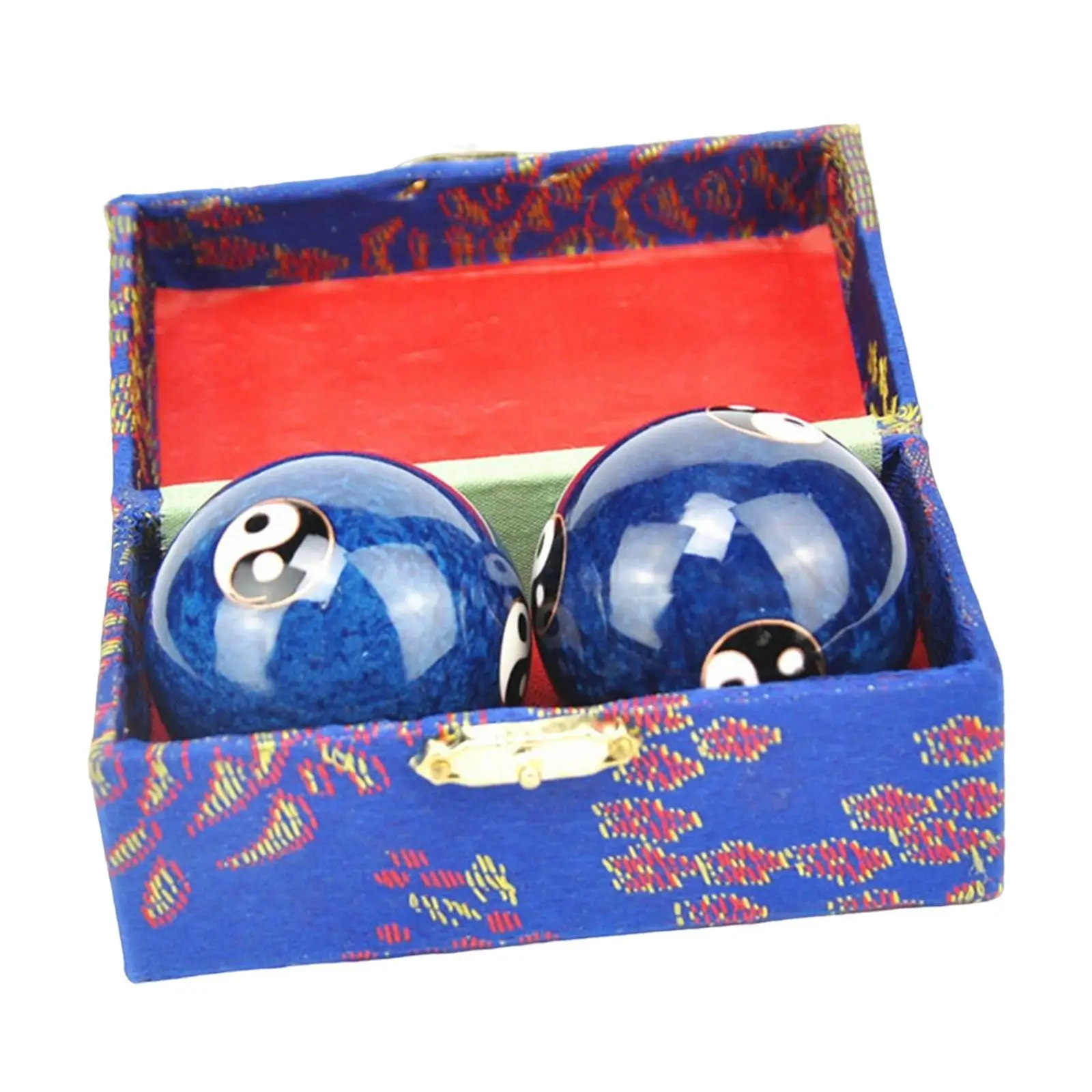 

2pack/lot Chinese Baoding Balls With Box Beautiful And Elegant Stress Relief Chinese Health Balls Blue
