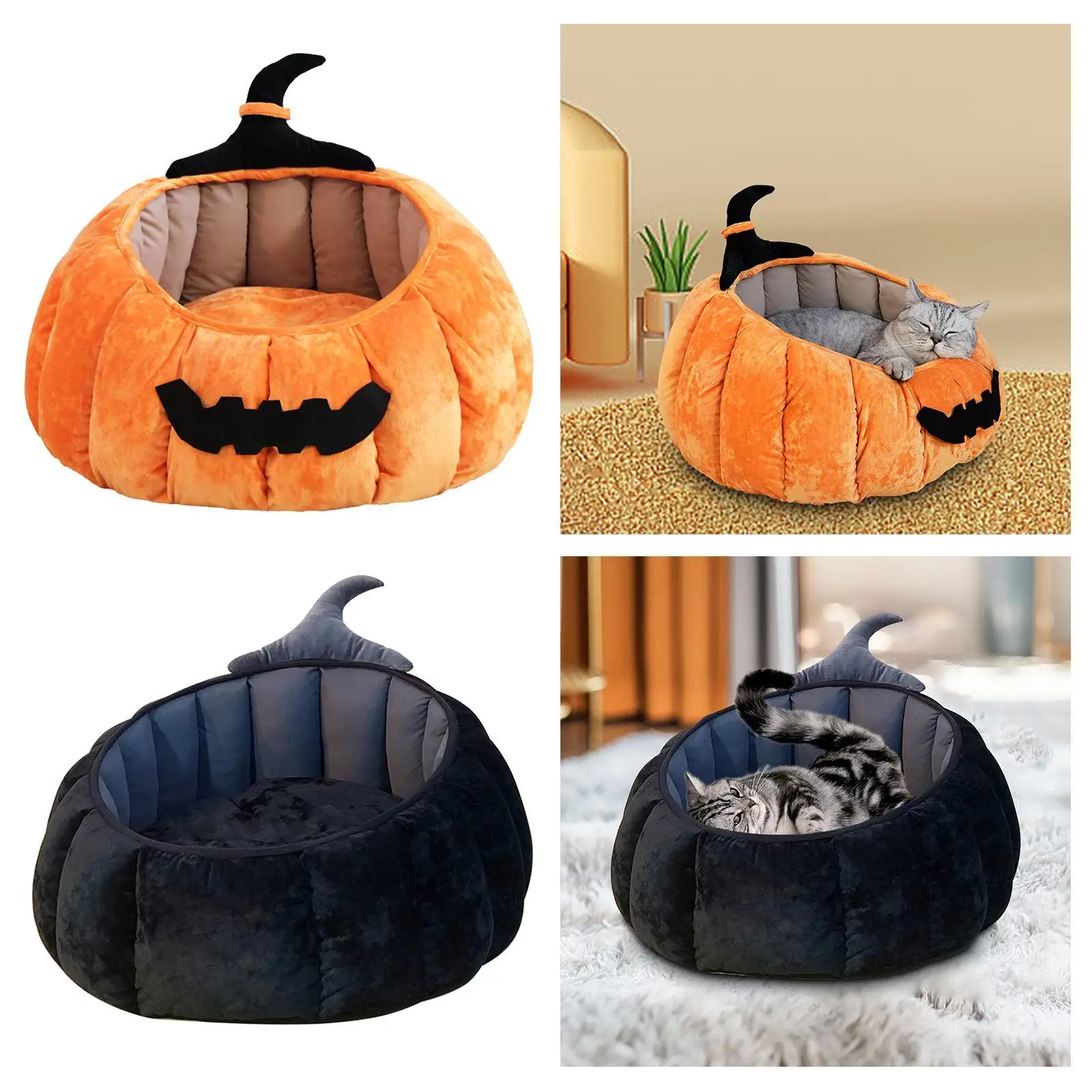 Cute Cat Bed for Indoor Cats Pumpkin Shape House Small Dog Bed Pet Sofa Bed for Dogs Pet Accessories Cats Kittens Small Medium