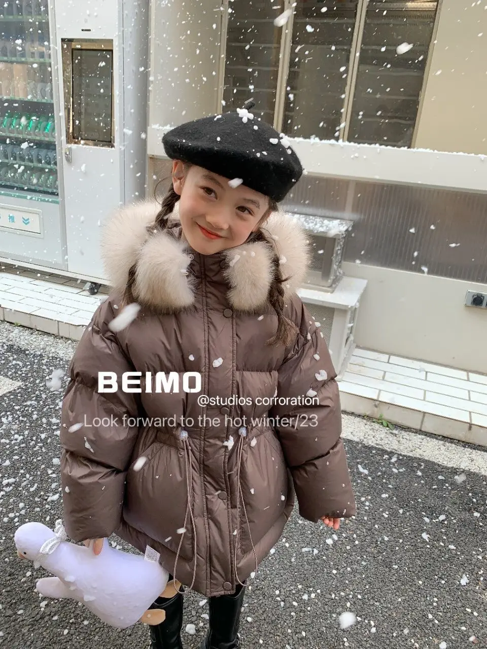 

Children Cotton Clothes Winter Fashion Girls Boys Imitation fur Hooded Thicken Long Jacket Parka Coat Warm Kids Snow Overcoat