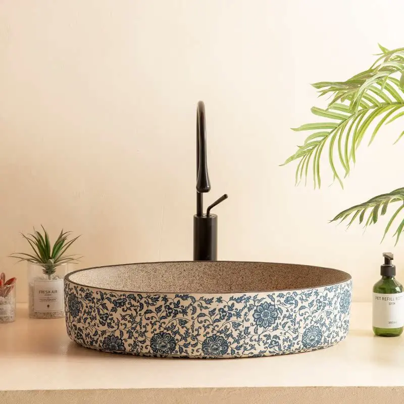 النمط الصيني السيراميك أحواض حمام البيضاوي شرفة حوض غسيل حوض واحد كونترتوب الحمام مغسلة الإقامة حوض الفندق EE #4