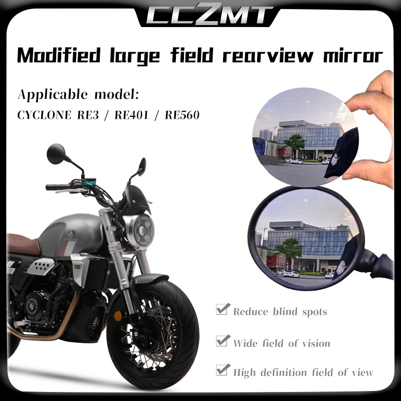 

Motorcycle Convex Mirror Increase Rearview Mirrors Side Mirror View Vision Lens For CYCLONE RE3 RE401 RE560 RE600