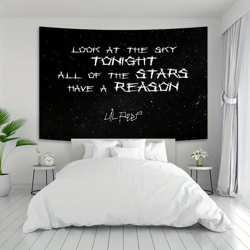 VIKAMA Lil Peep Quote Tapestry Wall Hanging for Bedroom, Living Room, Dorm, Aesthetic Grunge Hip Hop Home Decor