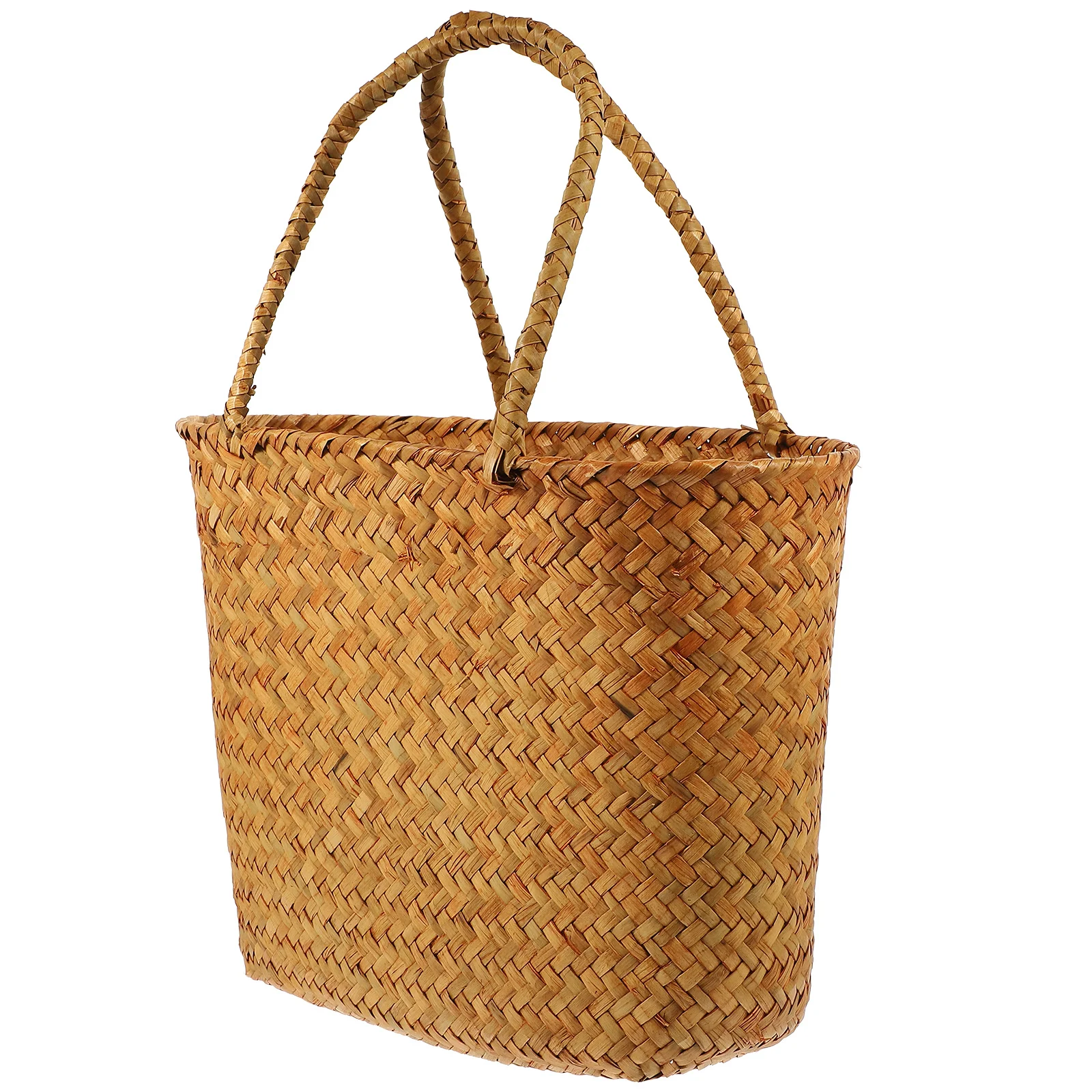 Große Kapazität Handheld Woven Picknick Korb Stroh Lagerung Korb Für Obst Gemüse Kinder Tragbare Outdoor Camping Körbe