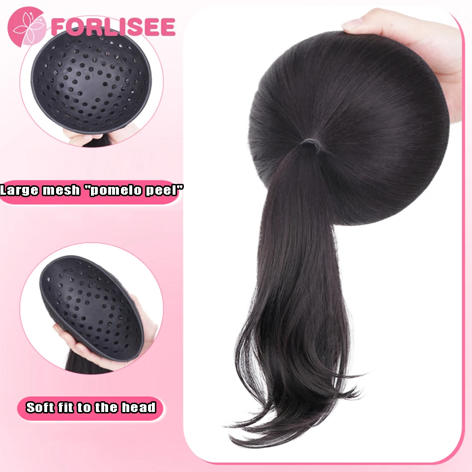 FORLISEE-Rabo De Cavalo Sintético Com Crânio Alto, Rabo De Cavalo, Rabo De Cavalo, Artefato, Cabeça Chata, Volume Pad, Cabelo Pedaço, Curling Clip