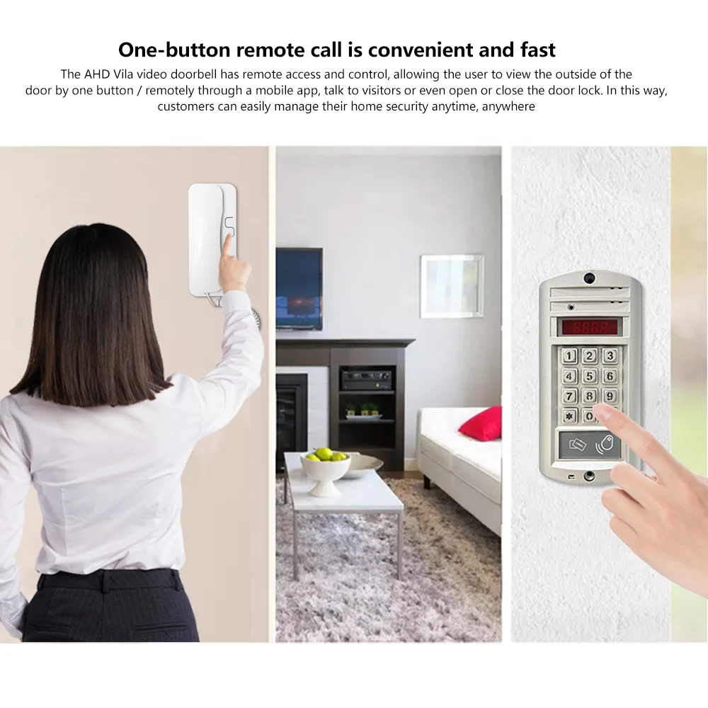 Non-Visual Wired Intercom Swipe Card Password Unlock Family Private Residence Intercom 2 Iine Telephone