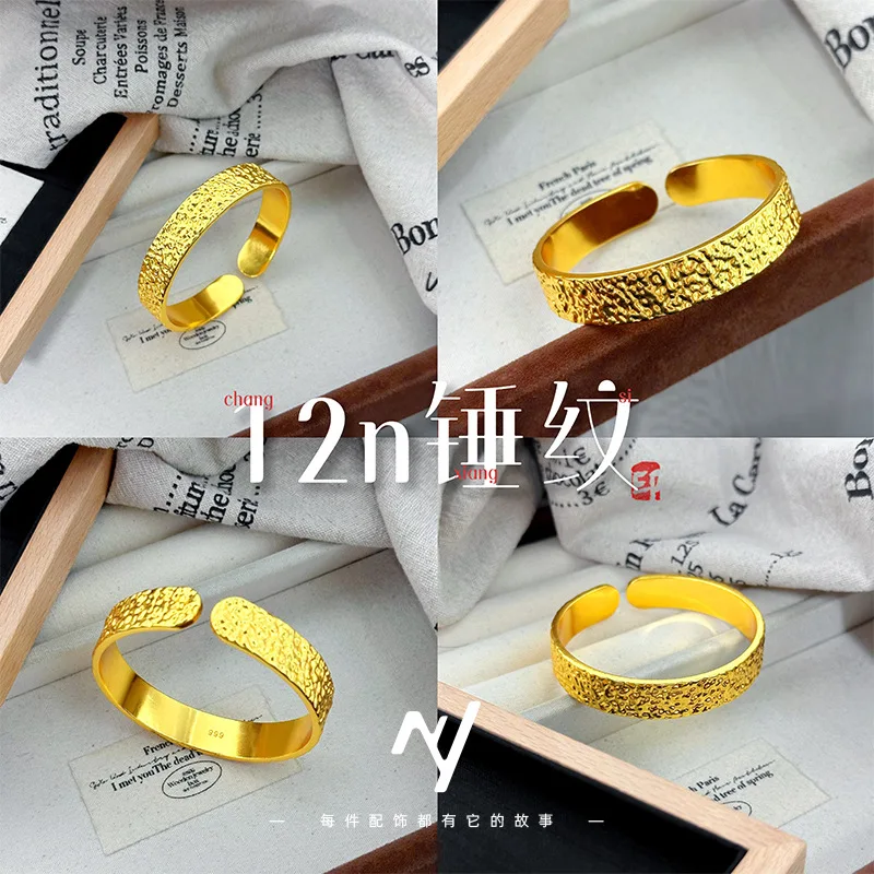 Chisel hammer pattern wedding solid female style temperament bracelet 9999gold