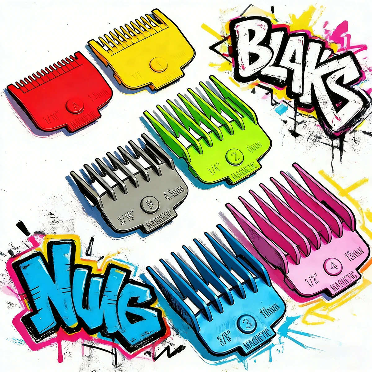 

Набор из 6 цветных профессиональных магнитных насадок для машинки для стрижки волос 45 мм, для мужчин, парикмахерский инструмент