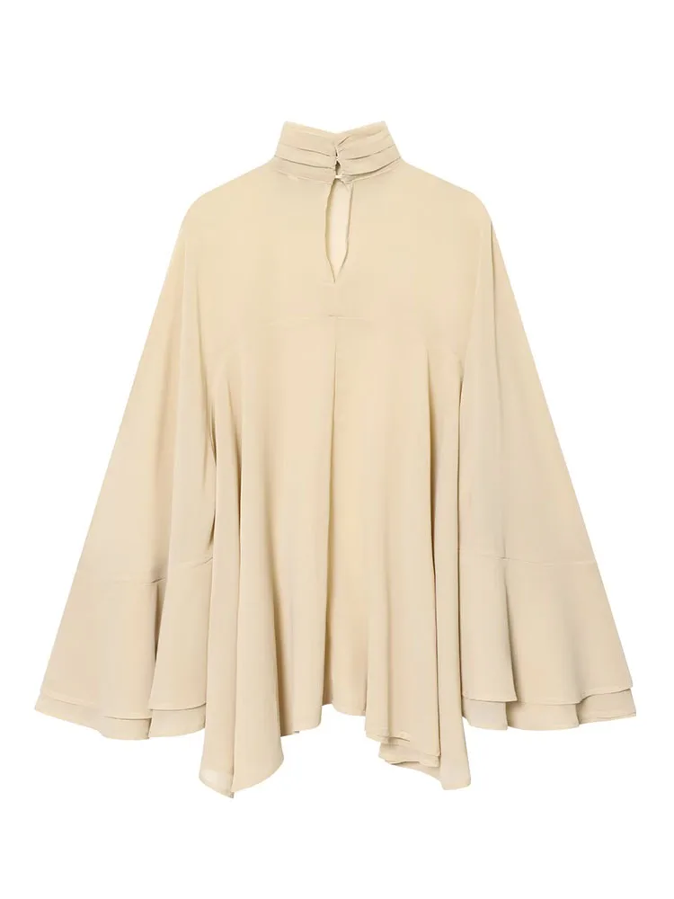 HH Vrouw Herfst Mode Casual Woon-werkverkeer Tops Vrouwelijke Lange Mouwen Ronde Hals Garen Geplooide Gelaagde Trim Veelzijdige Elegante Tops