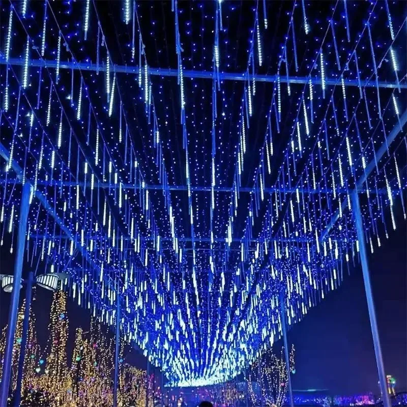 Imagem -06 - Led Meteor Shower String Light Fairy Lights Outdoor Street Party Yard Garland Christmas Tree Decoration Wedding Decoration 32 Tubos 24 Tubos 16 Tubos Tubos