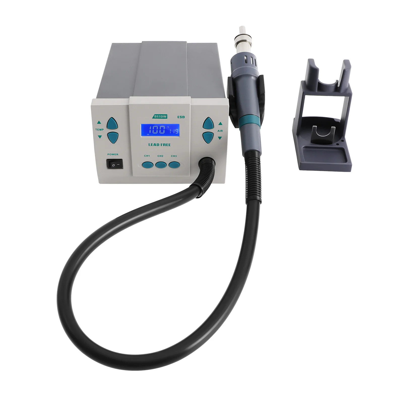 1000W 110V Powerful Hot Air Rework Station Lead-free Digital Hot Air Gun with LCD Display Brushless Turbine Fan