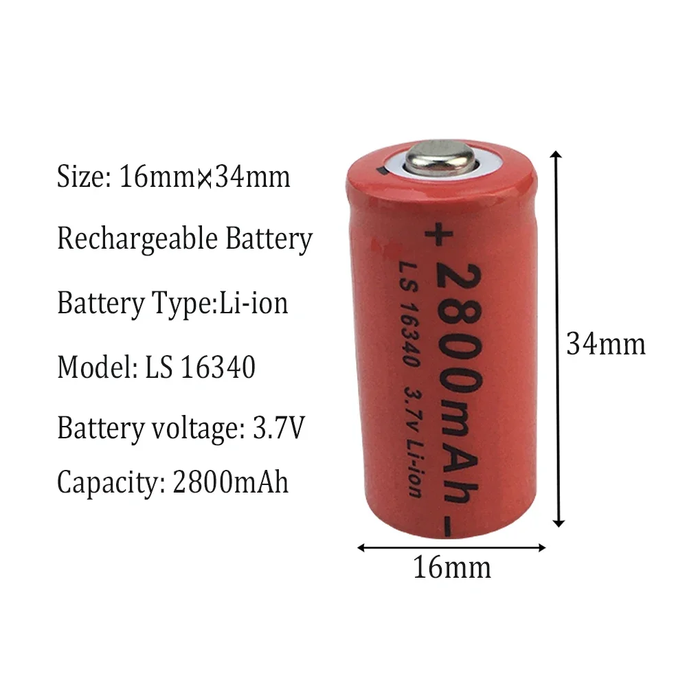 Caméra de sécurité au lithium-ion aste, SL16340, 3.7V, 2800mAh, CR123A, RCR 2024 ICR, 123 Nouveau