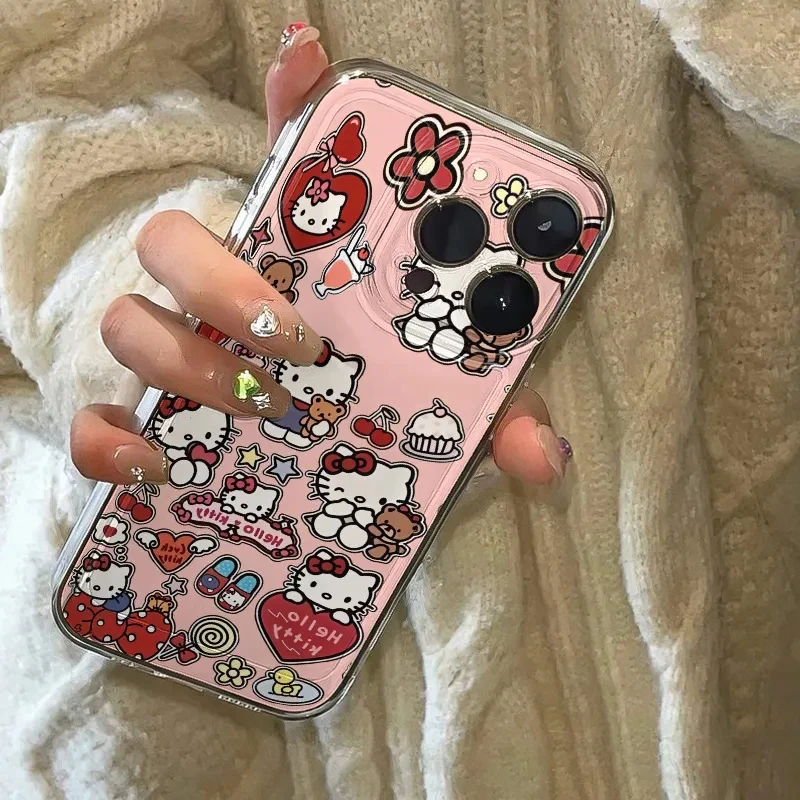 Kawaii Hello Kitty IPhone Case For IPhone 17 Pro Max Cute Case for IPhone 17 Pro 16 Plus Cover Apple15 14 13 12 Mini Phone Case