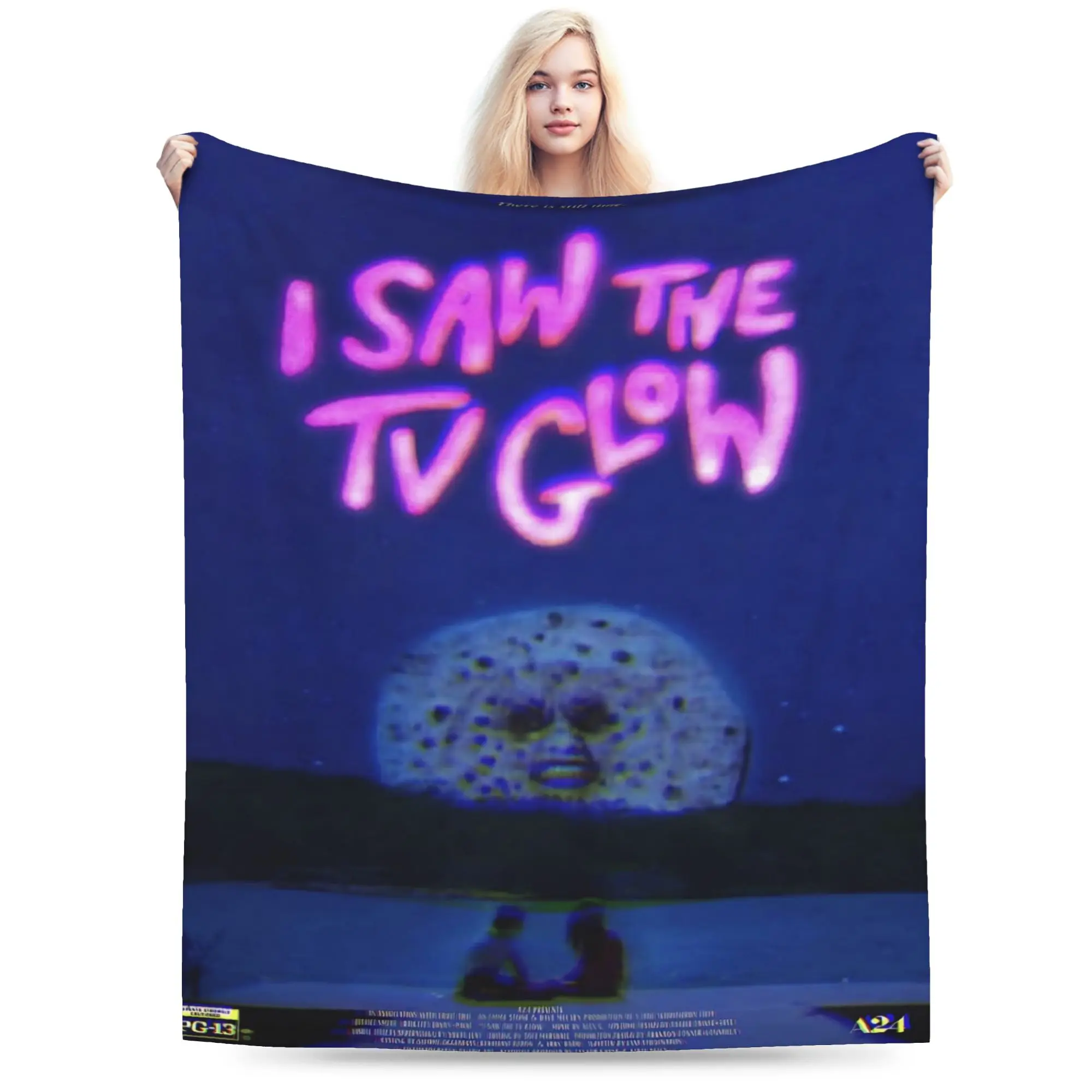 Comfortable I Saw The TV Glow  Blanket Accessories Room Decorative  Throw Blankets Super Warm Fleece for Office