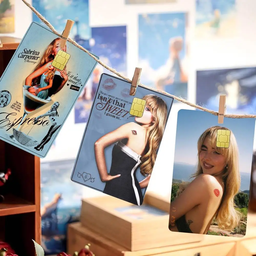 Singer Sabrina Carpenter Portrait Game Film Cover Sticker Case For Small Chip Credit Debit Card Front Side